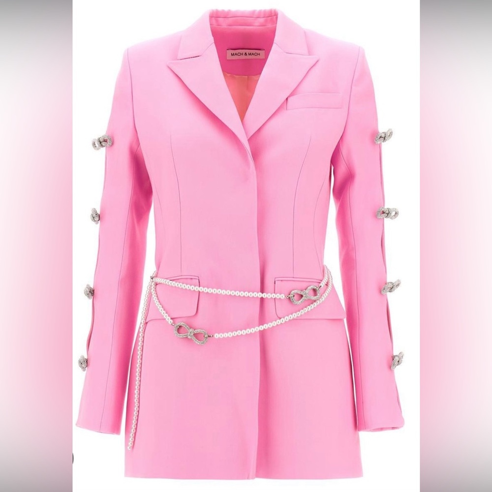 MACH & MACH Pink Blazer with Silver Accents
